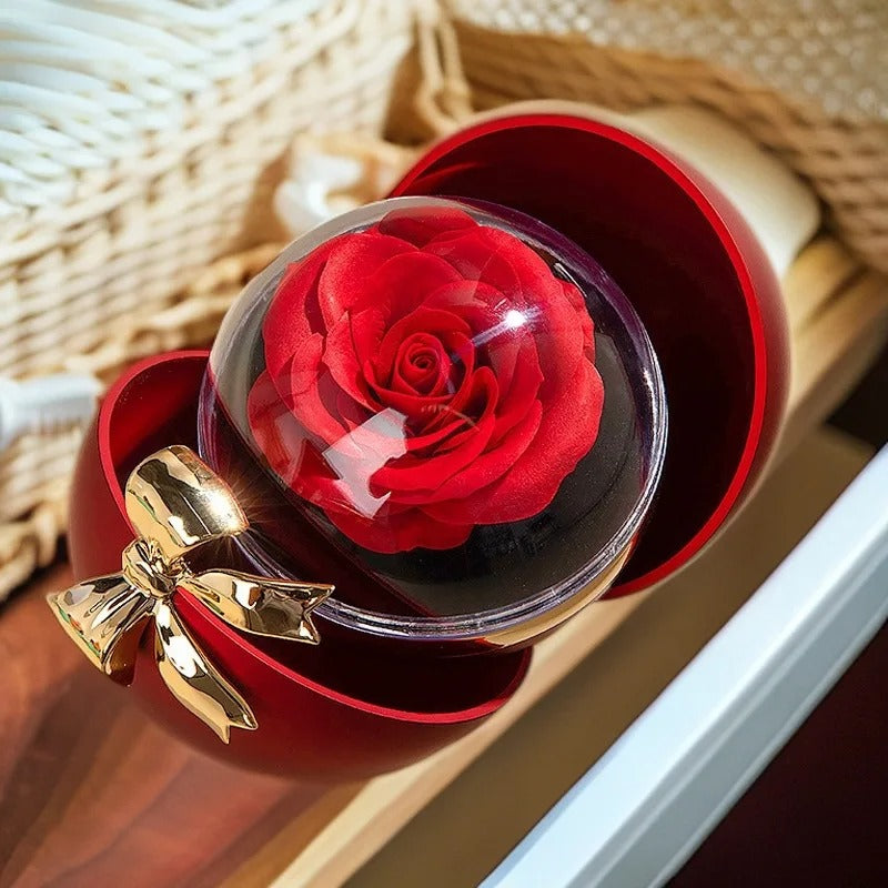 Cofre Redondo con Amor y Rosa Eterna