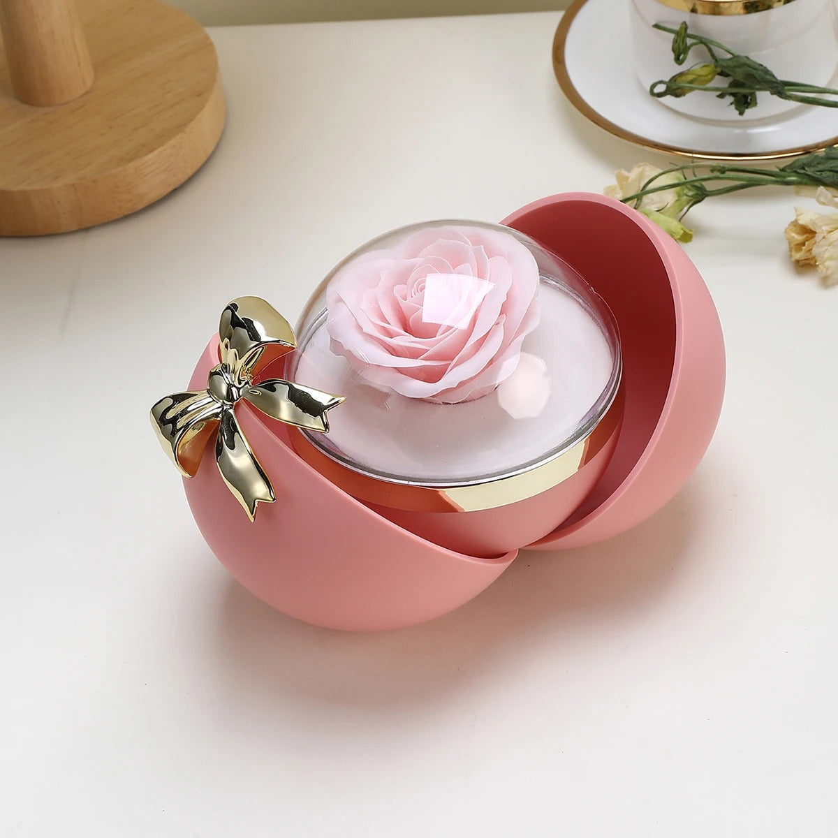 Cofre Redondo con Amor y Rosa Eterna